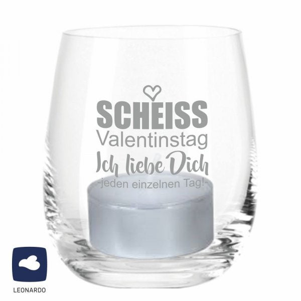Leonardo Windlicht Scheiss Valentinstag - Ich liebe Dich jeden einzelnen Tag!