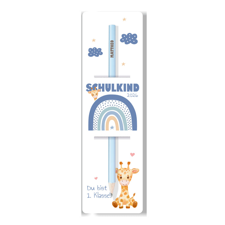 Bleistift Schulkind Design Regenbogen - personalisiert