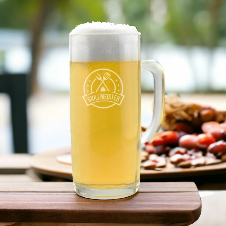 Bierkrug Grillmeister mit Logo