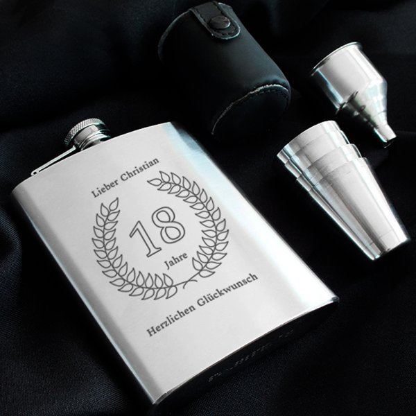 Flachmann zum 18. Geburtstag mit Gravur