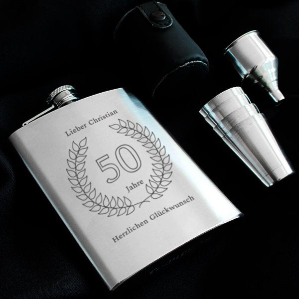 Flachmann zum 50. Geburtstag mit Gravur