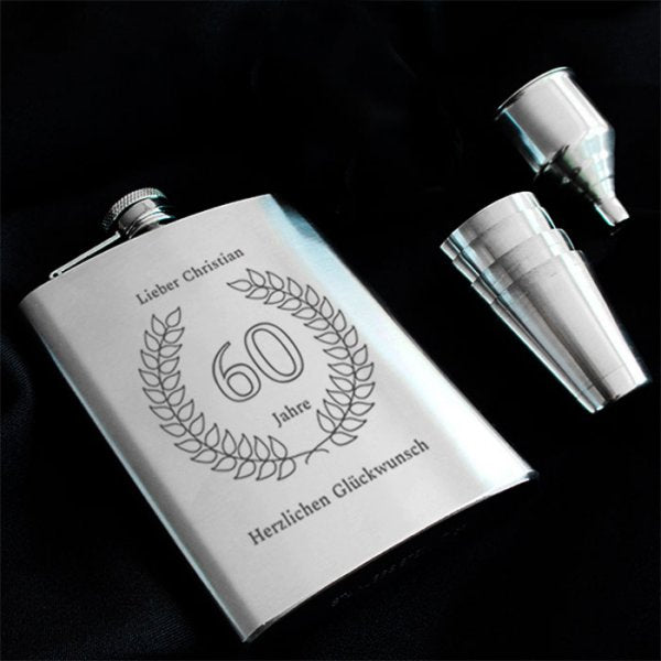 Flachmann zum 60. Geburtstag mit Gravur