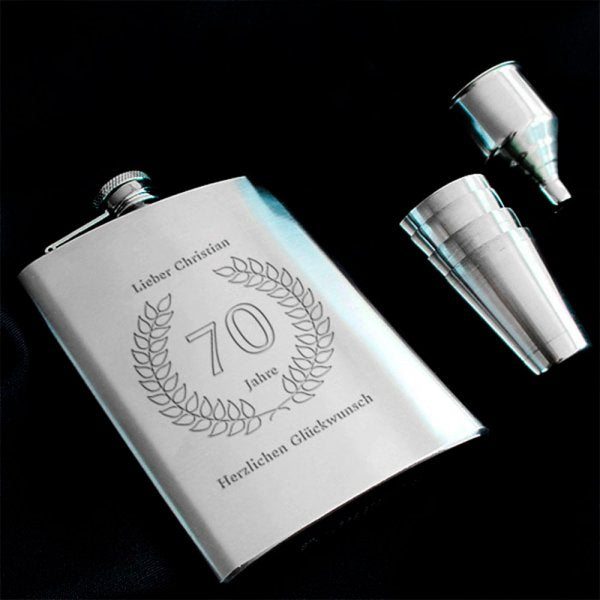 Flachmann zum 70. Geburtstag mit Gravur