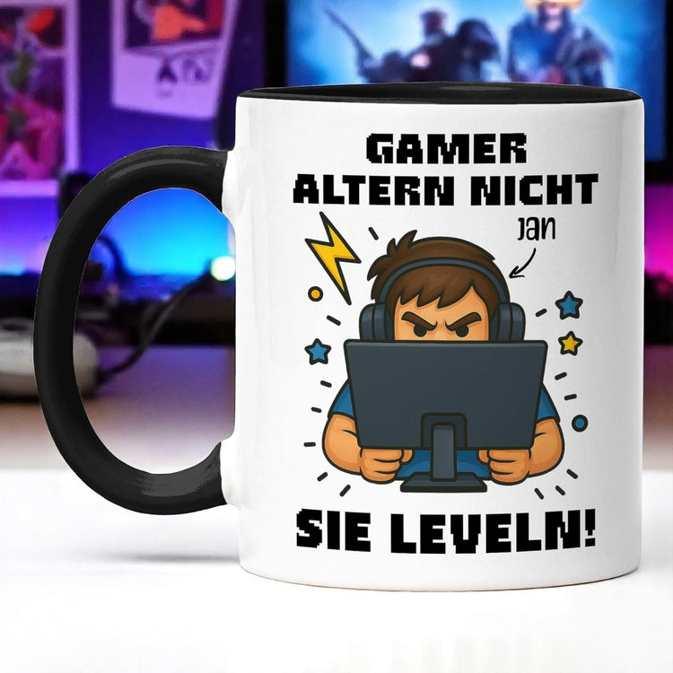 Gamer Tasse - Gamer altern nicht - sie leveln