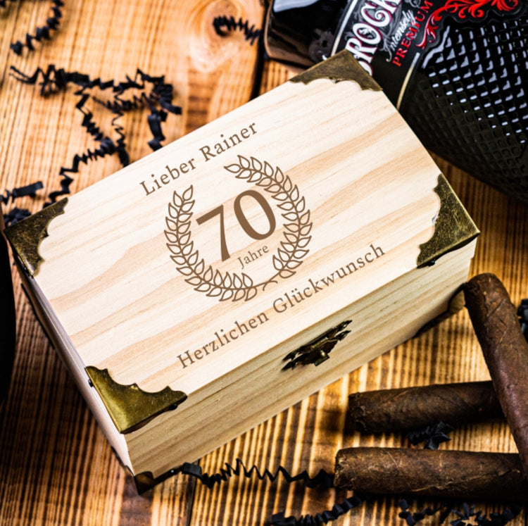 Personalisierbare Schatztruhe Glückwunsch zum 70. Geburtstag