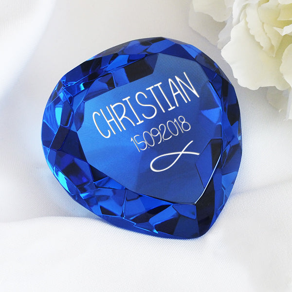 Glasdiamant zur Taufe mit Gravur
