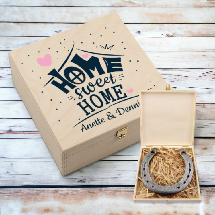 Personalisierte Hufeisen-Box Home Sweet Home