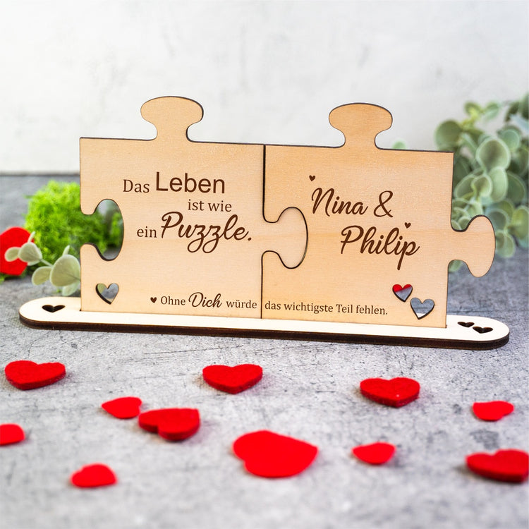 Holz - Puzzleteile Das Leben ist wie ein Puzzle - personalisiert