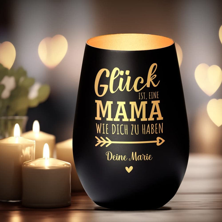Windlicht Glück ist, eine Mama wie dich zu haben personalisiert
