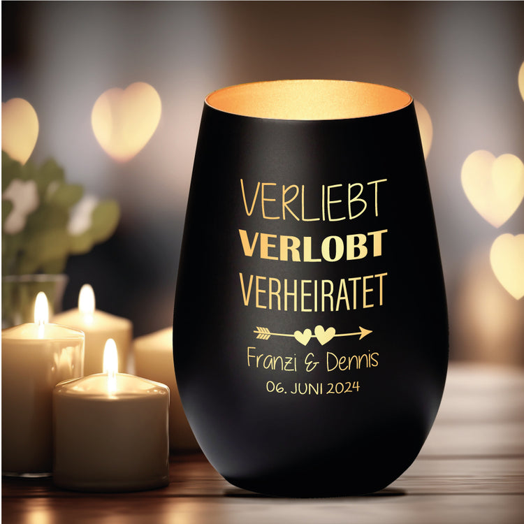 Windlicht Hochzeit verliebt, verlobt...