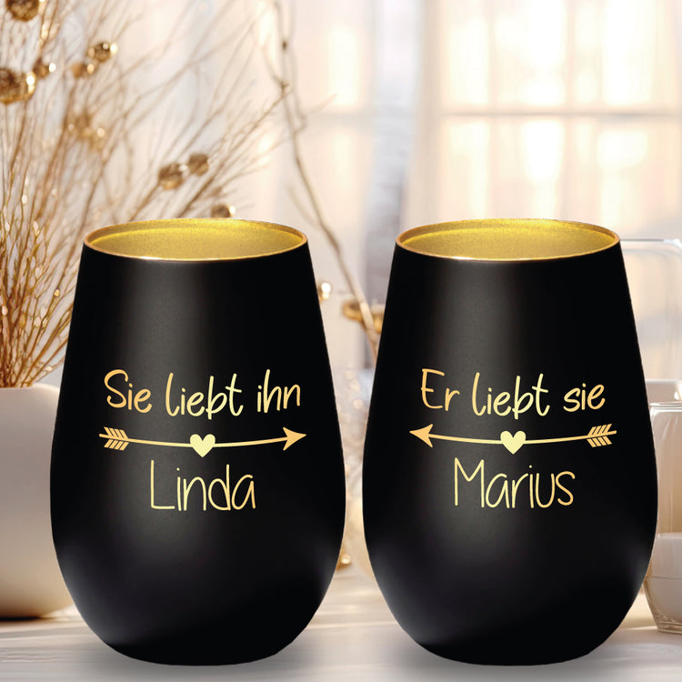 Windlicht Hochzeit er liebt... sie liebt...