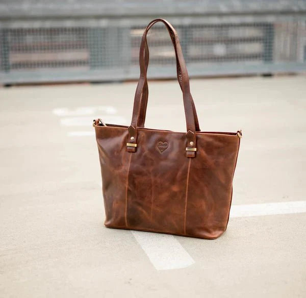 BenBag-Set 2: Shopper Tasche Cognac (8-teiliges Set, Premium-Leder)