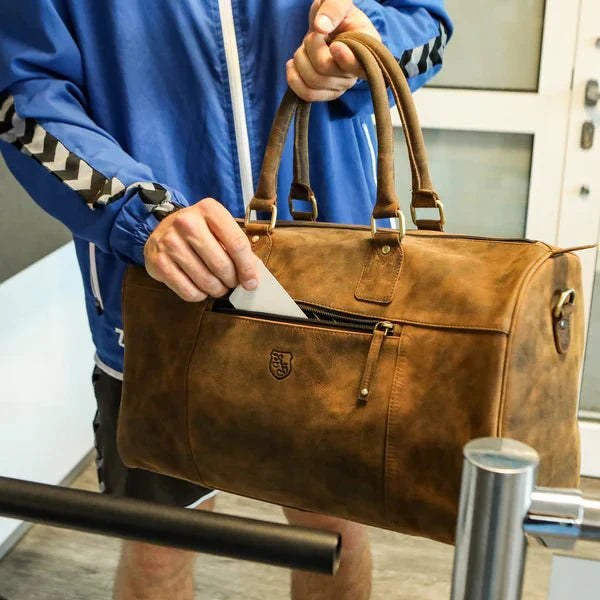 BenBag-Set 4: Gym Tasche Braun (8-teiliges Set, Premium-Leder)