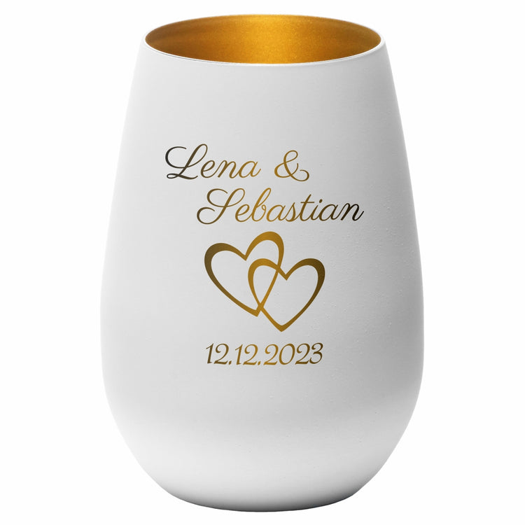 Windlicht Hochzeit Herzen personalisiert