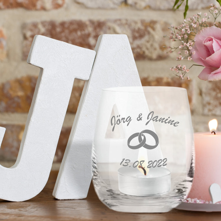 Windlicht zur Hochzeit - personalisiert