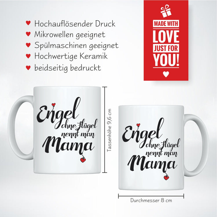 Geschenkset Engel ohne Flügel nennt man Mama (Kissen & Tasse)