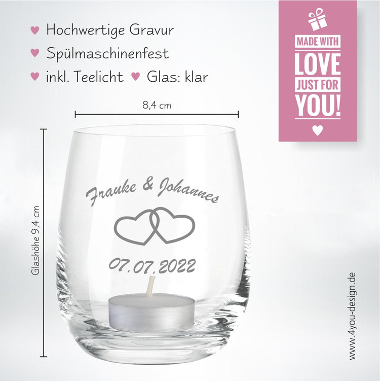 Windlicht zur Hochzeit - personalisiert
