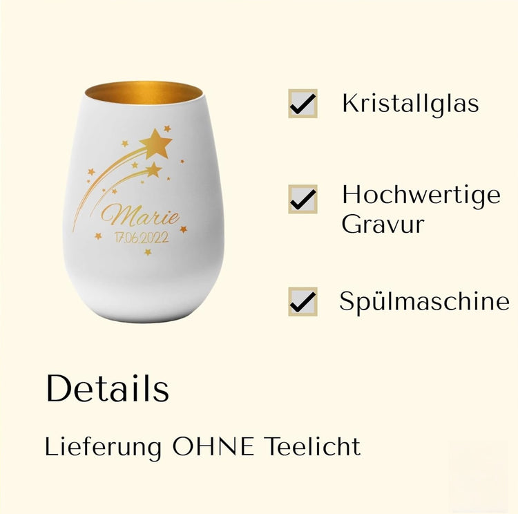 Trauer Windlicht - Sternschnuppe mit Personalisierung