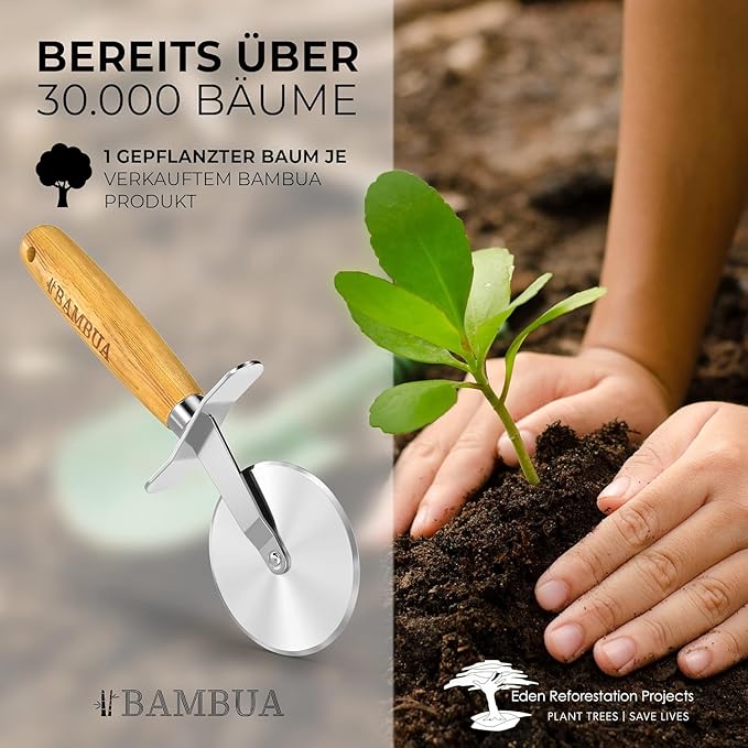 Pizzaschneider - 100% plastikfrei mit edlem Bambusgriff