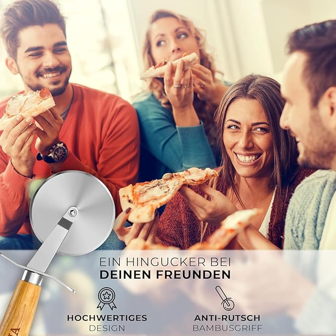 Pizzaschneider - 100% plastikfrei mit edlem Bambusgriff