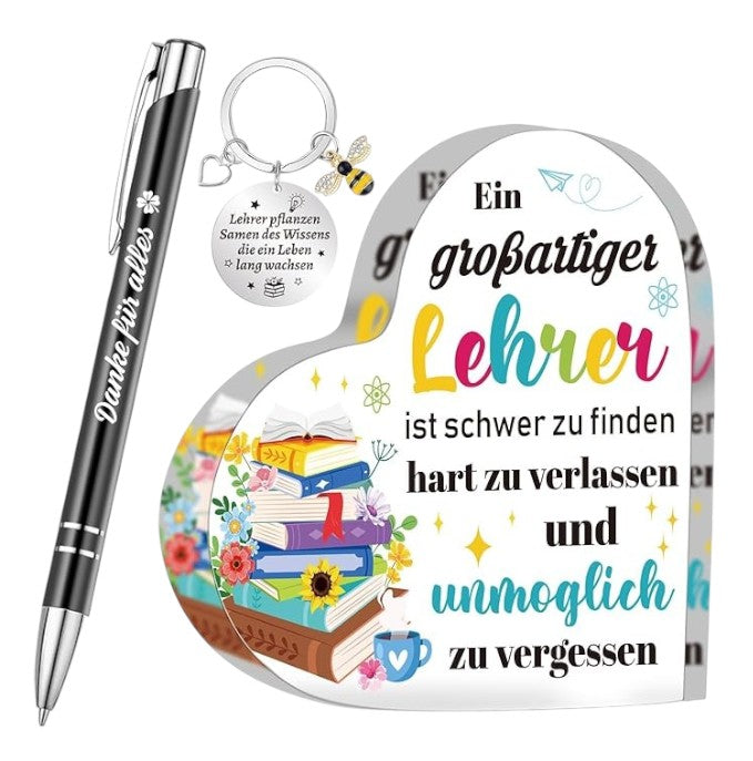 Lehrer Abschiedsgeschenk - Acrlyherz Set