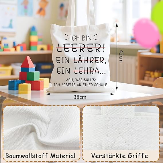 Witzige Baumwolltasche für Lehrer  - Abschiedsgeschenk