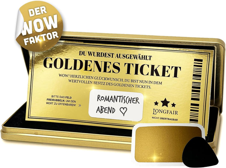 Das Goldene Ticket  - personalisierbarer Gutschein mit Rubbelfeld