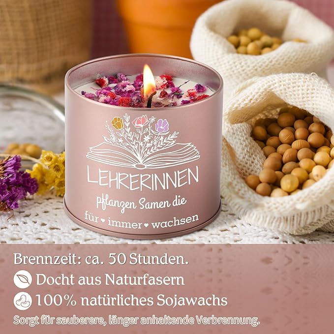 Duftkerze - Lehrerinnen pflanzen Samen - Abschiedsgeschenk