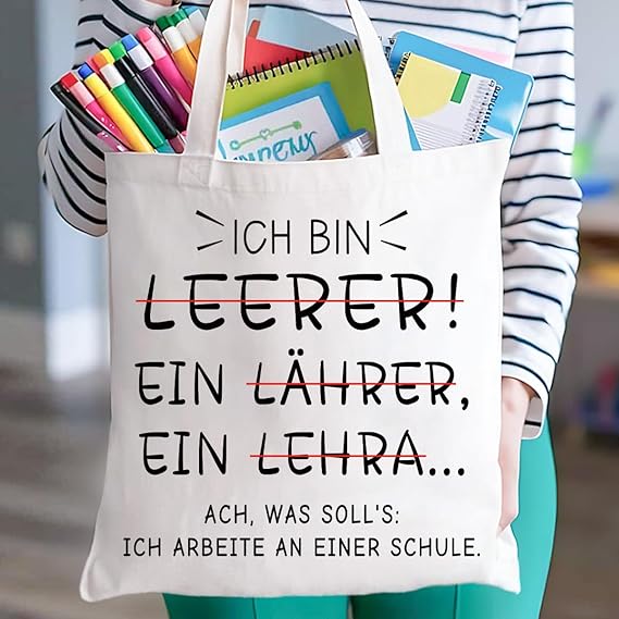 Witzige Baumwolltasche für Lehrer  - Abschiedsgeschenk