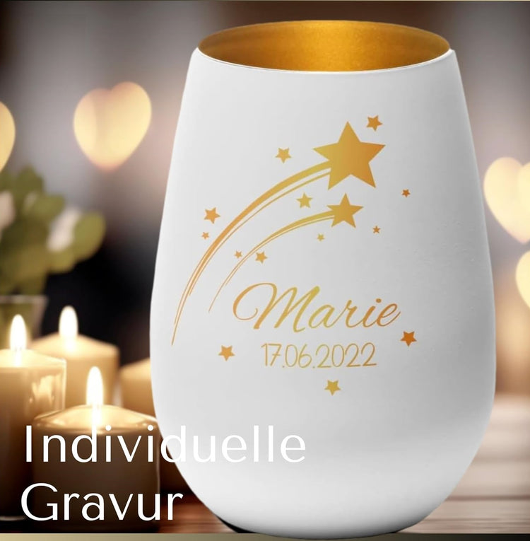 Trauer Windlicht - Sternschnuppe mit Personalisierung