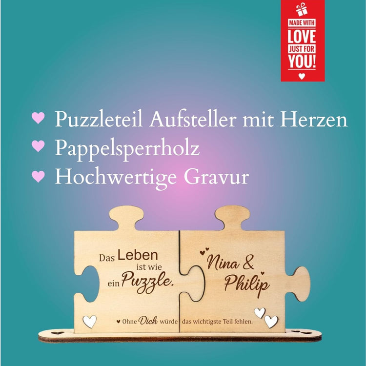 Holz - Puzzleteile Das Leben ist wie ein Puzzle - personalisiert