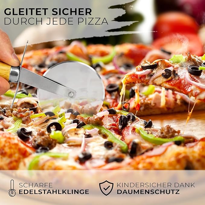 Pizzaschneider - 100% plastikfrei mit edlem Bambusgriff