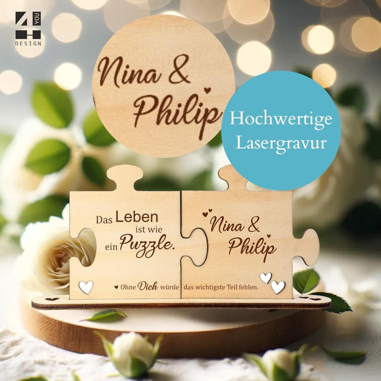 Holz - Puzzleteile Das Leben ist wie ein Puzzle - personalisiert