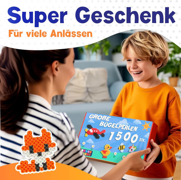 1500x Bügelperlen Groß in 10 tollen Farben