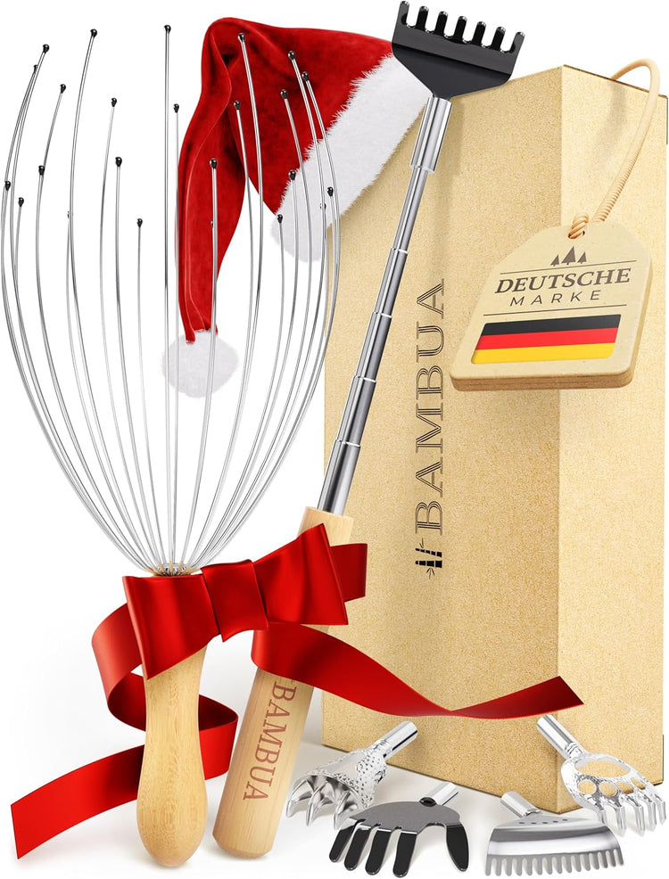 Geschenkset für Massage und Entspannung - Kopfmassagegerät & Rückenkratzer