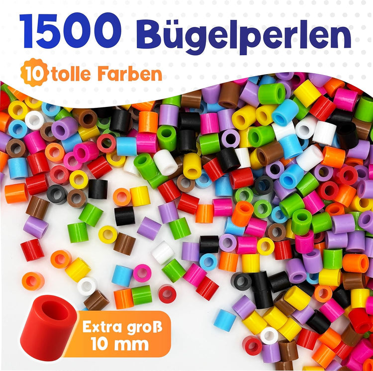 1500x Bügelperlen Groß in 10 tollen Farben