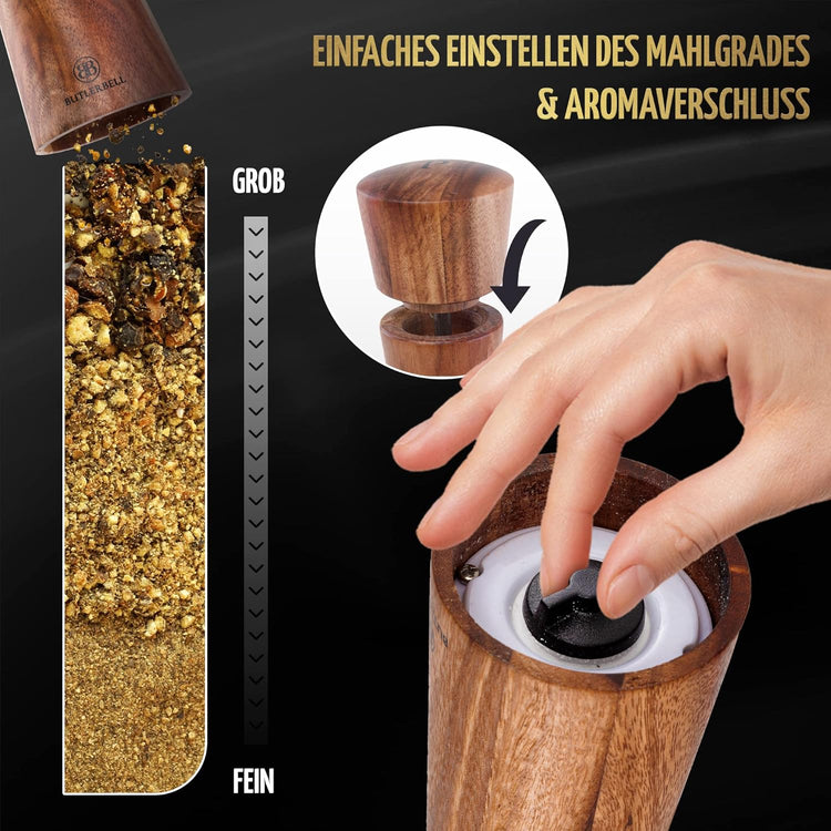 BUTLERBELL® Salz und Pfeffermühle Holz als Hochzeitsgeschenk