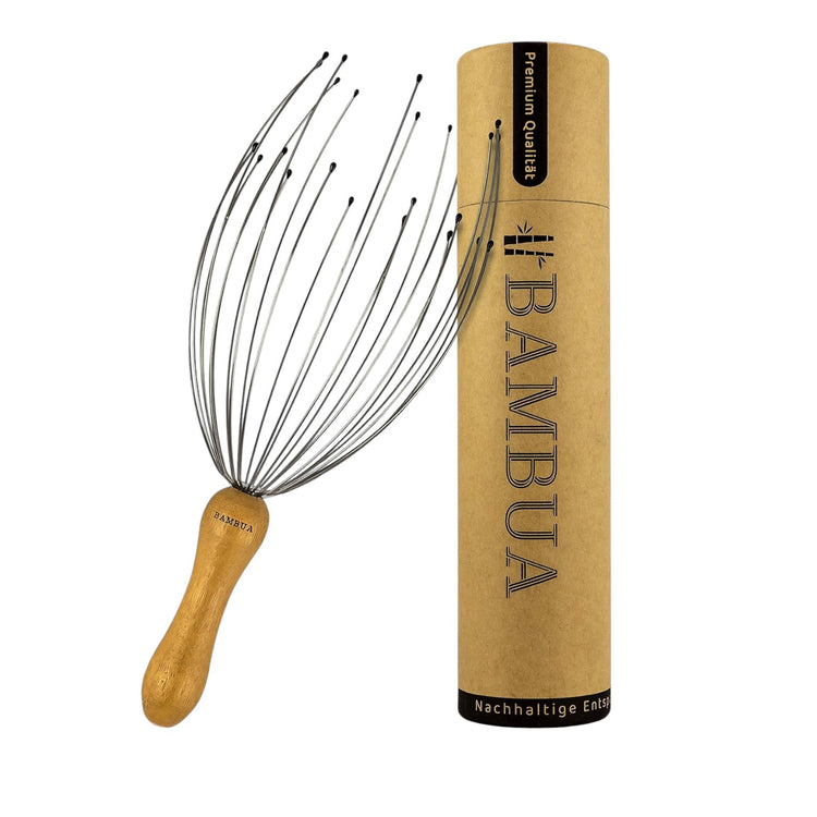 Kopfmassage Spinne mit 24 Fingern - Bambusgriff aus Moso-Bambus - Wellness Geschenk