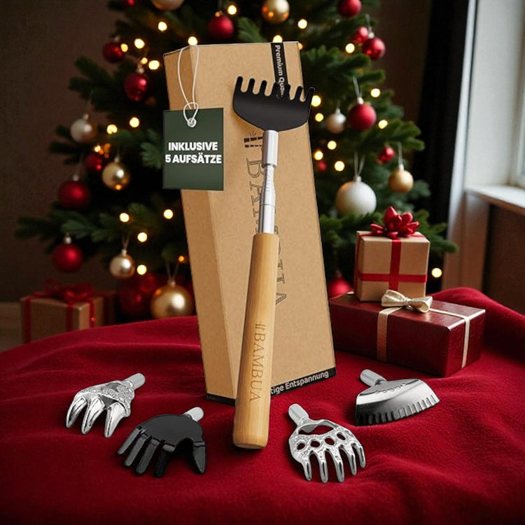 Rückenkratzer Ausziehbar - inklusive 5 Aufsätze - Wellness-Geschenk