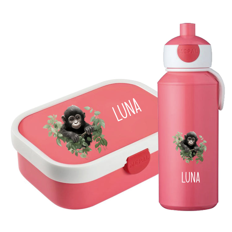 Mepal Brotdose & Trinkflasche Tiere mit Blumen