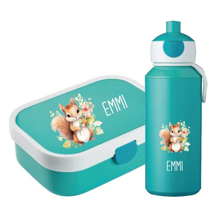 Mepal Brotdose & Trinkflasche Tiere mit Blumen