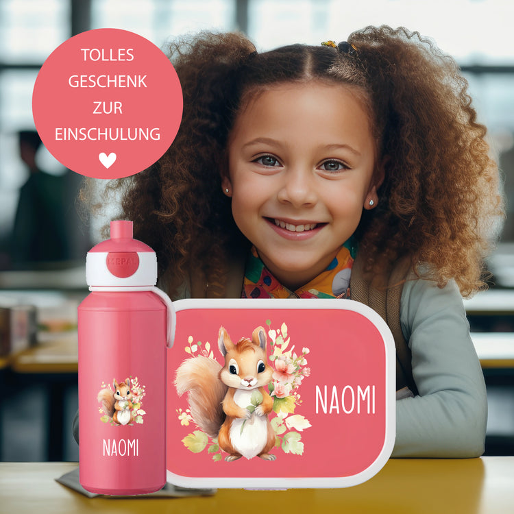Mepal Brotdose & Trinkflasche Tiere mit Blumen