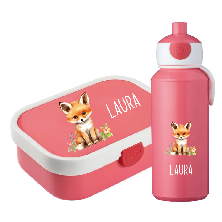 Mepal Brotdose & Trinkflasche Tiere mit Blumen