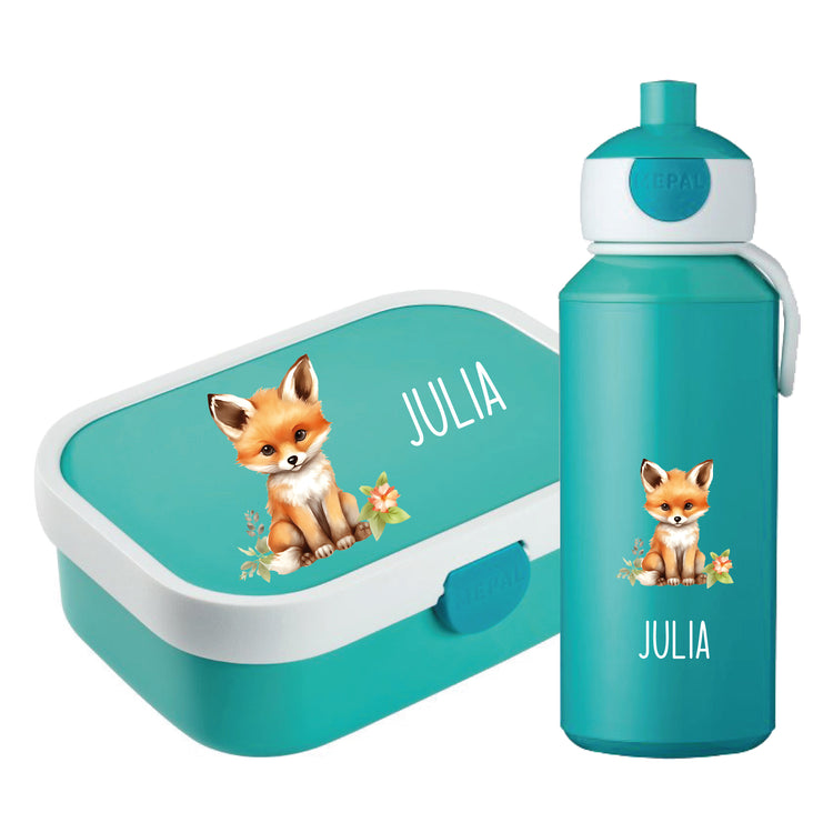 Mepal Brotdose & Trinkflasche Tiere mit Blumen