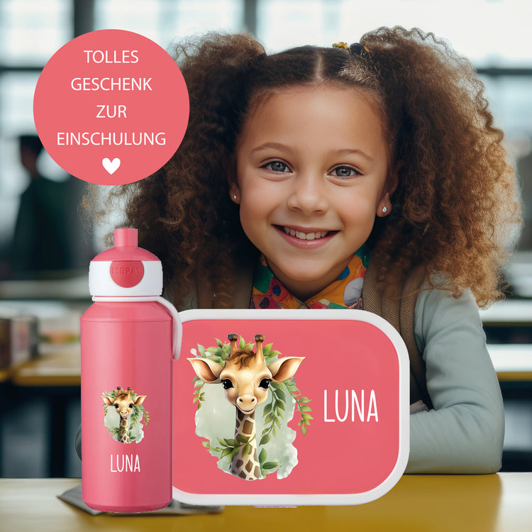 Mepal Brotdose & Trinkflasche Tiere mit Blumen