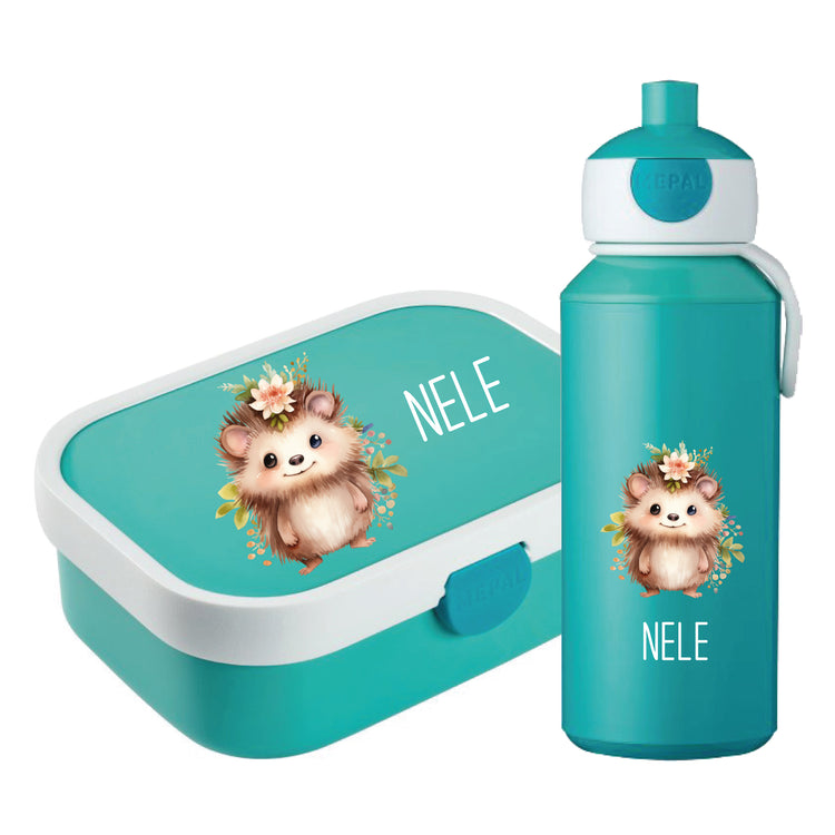 Mepal Brotdose & Trinkflasche Tiere mit Blumen