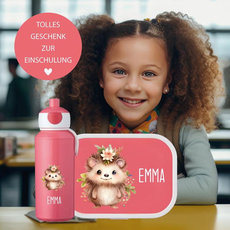 Mepal Brotdose & Trinkflasche Tiere mit Blumen