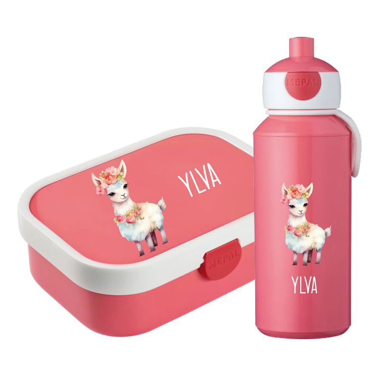 Mepal Brotdose & Trinkflasche Tiere mit Blumen
