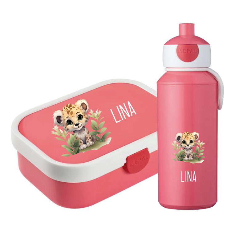 Mepal Brotdose & Trinkflasche Tiere mit Blumen