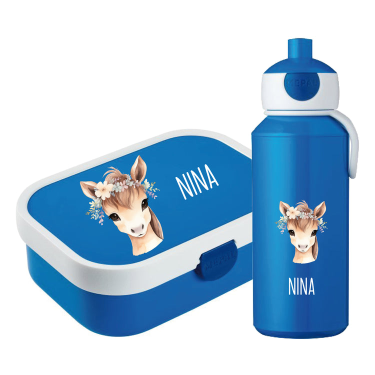 Mepal Brotdose & Trinkflasche Tiere mit Blumen